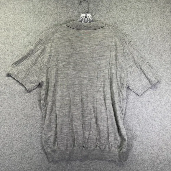 Collars & Co Sweater Mens XXL Gray Australian Merino Wool Polo Short Sleeve
